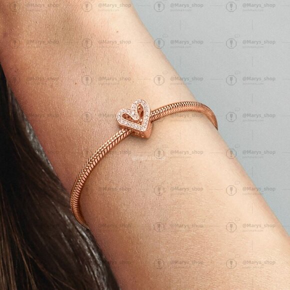 Pandora Sparkling Freehand Heart Charm - Picture 2 of 2